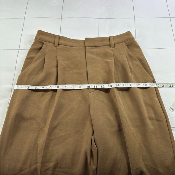 Madewell Pants Womens 8 Tall Brown Tan Pleated Tapered Leg Crepe High Rise Work - Picture 8 of 12